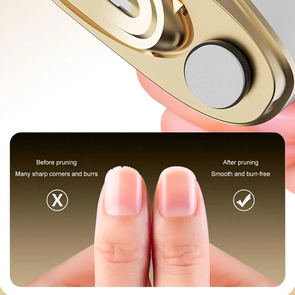 Shoppikala 2-in-1 electric nail tool for adults and kids, USB rechargeable nail clipper and polisher with compact design.