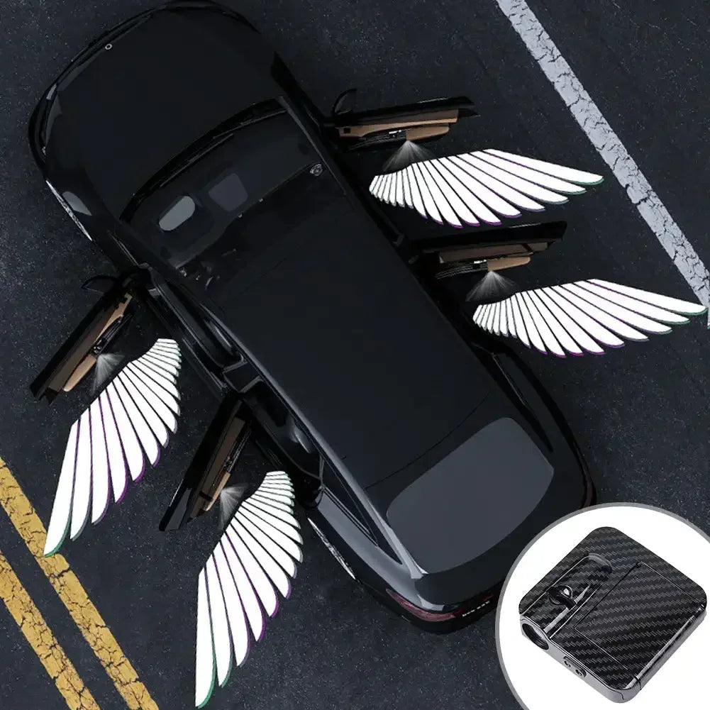 Wireless HD laser car door projector by shoppikala, battery-powered, auto accessorie, no wiring, for easy night entry, 2/4pcs.
