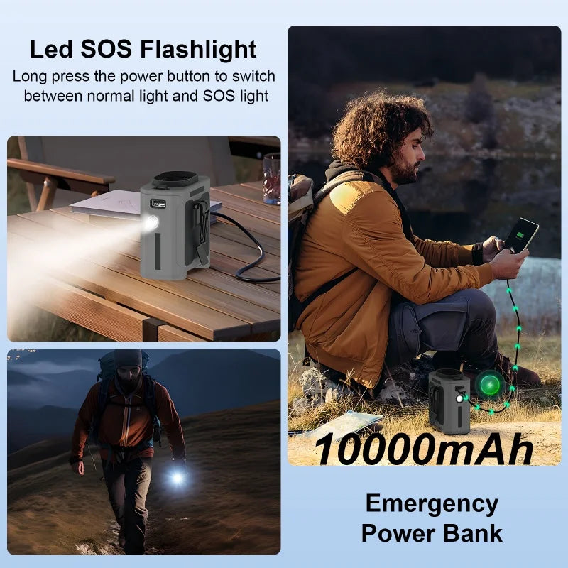 Shoppikala 10000mAh wearable waist fan with 5 speeds, light, and hands-free cooling for outdoor jobs, travel, and outdoor activities.