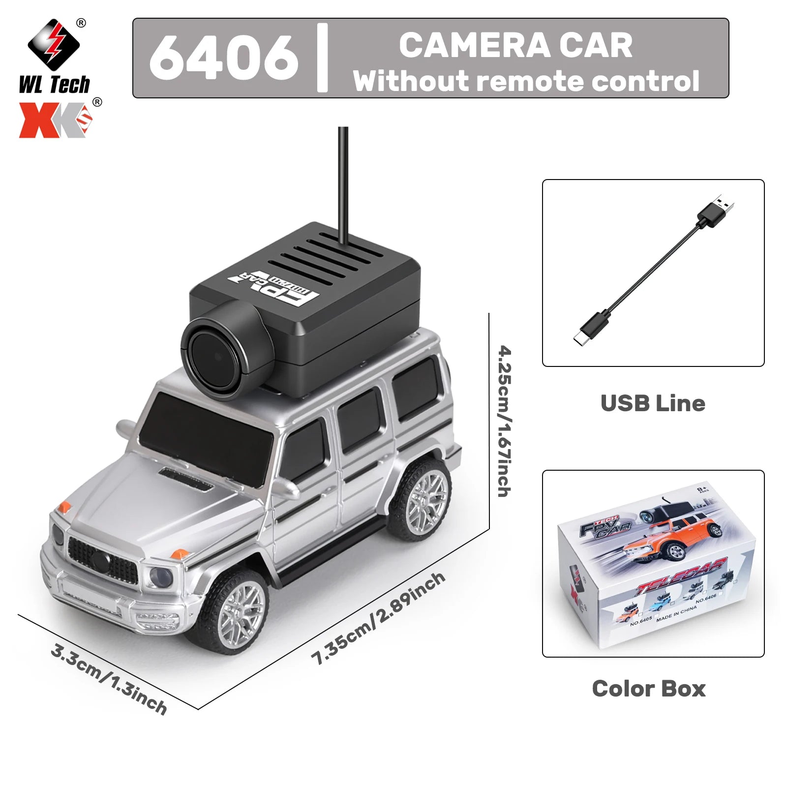 Shoppikala WLtoys 1/64 mini camera car with WIFI 720P FPV camera, remote control, and app control for children.