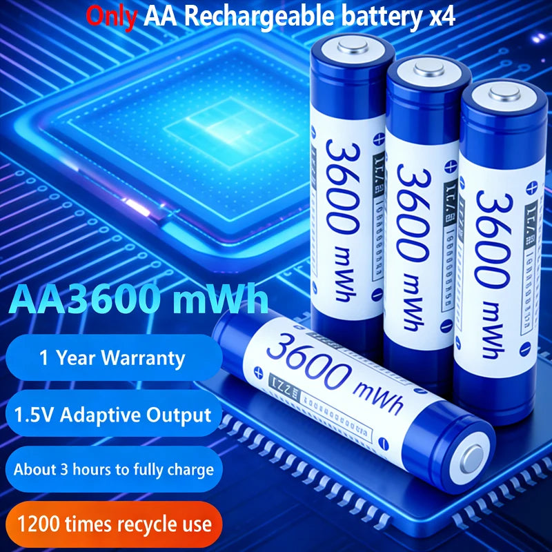 Shoppikala NOHON rechargeable lithium AA and AAA batteries with high capacity for remote controls and mice, 1.5V.