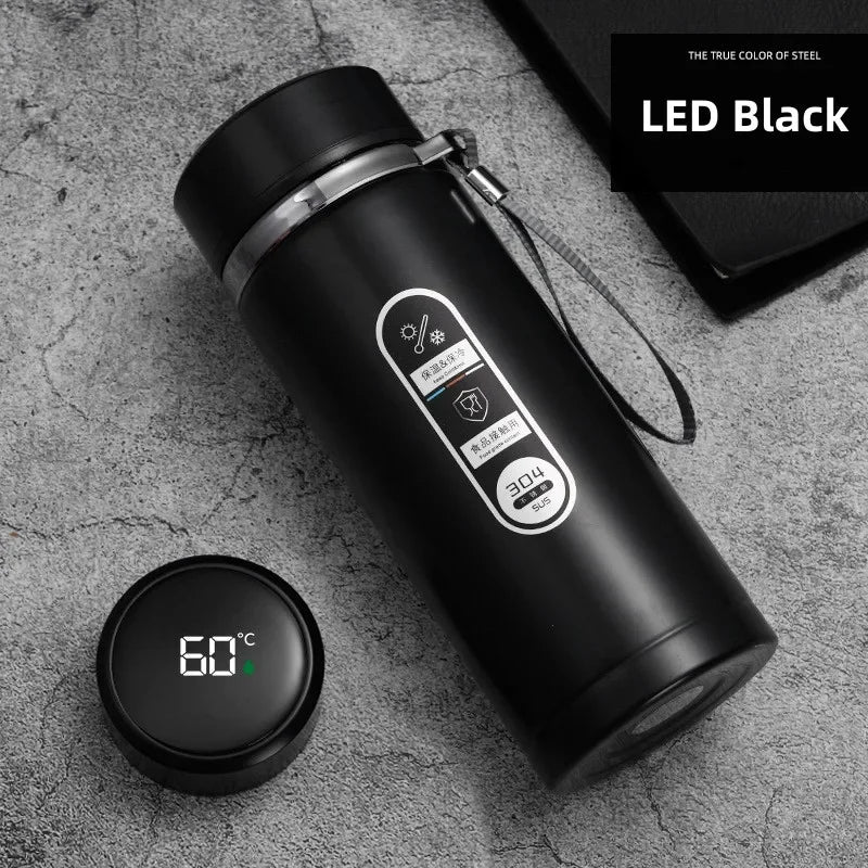 Shoppikala 500ml stainless steel thermos bottle with LED temperature display, vacuum Flask for tea and water, portable cup