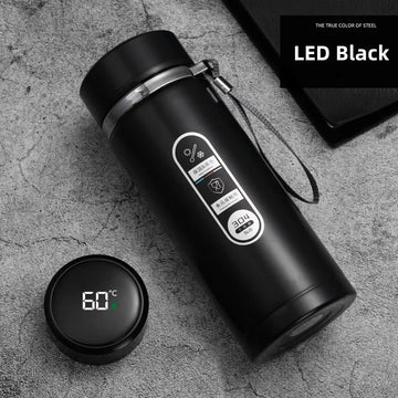 Shoppikala 500ml stainless steel thermos bottle with LED temperature display, vacuum Flask for tea and water, portable cup