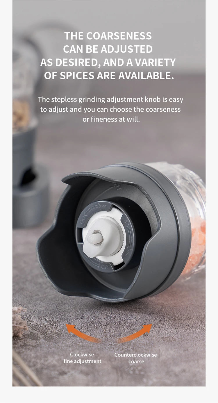 Shoppikala rechargeable electric pepper grinder set with adjustable coarseness and one-handed operation, featuring salt and pepper mills.