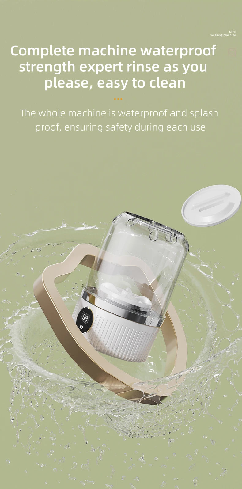 Shoppikala mini household electric washing cup for underwear, socks, and pet clothes, featuring wireless charging and compact design.