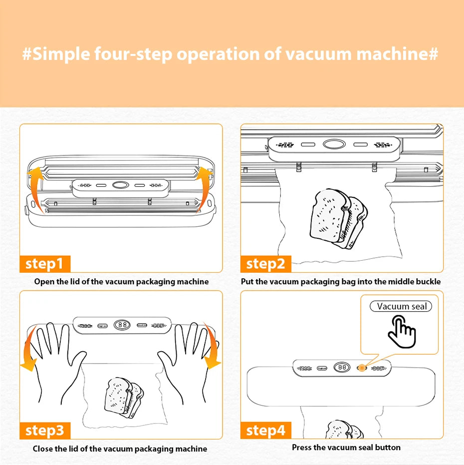 Shoppikala electric food vacuum sealer machine with sealing bags, compact kitchen device for preserving food freshness